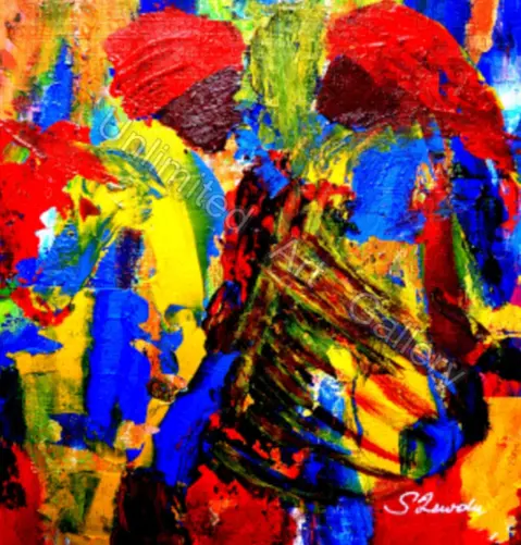 Abstracte kunst dat de liefde tussen man en vrouw toont.